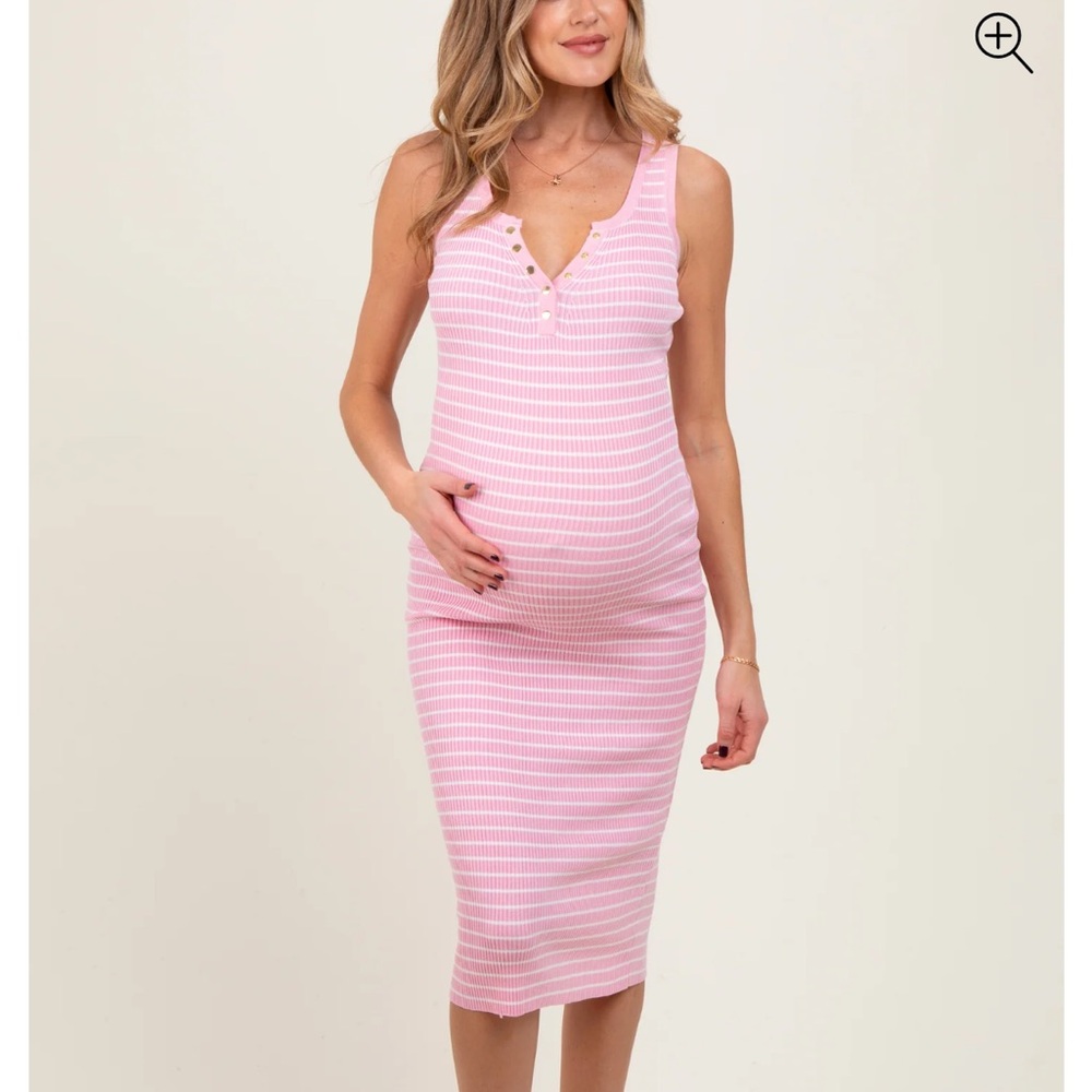 Pink Striped Maternity Dress